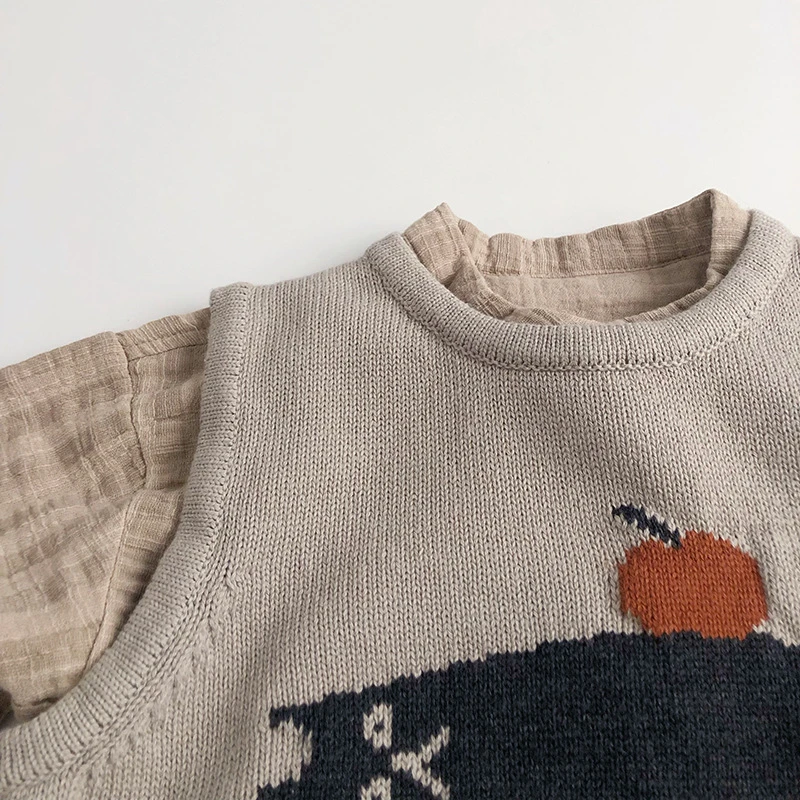Childrens Sleeveless Knitted Vest - Cute Animal Cotton Sweater Coat for Boys  Girls