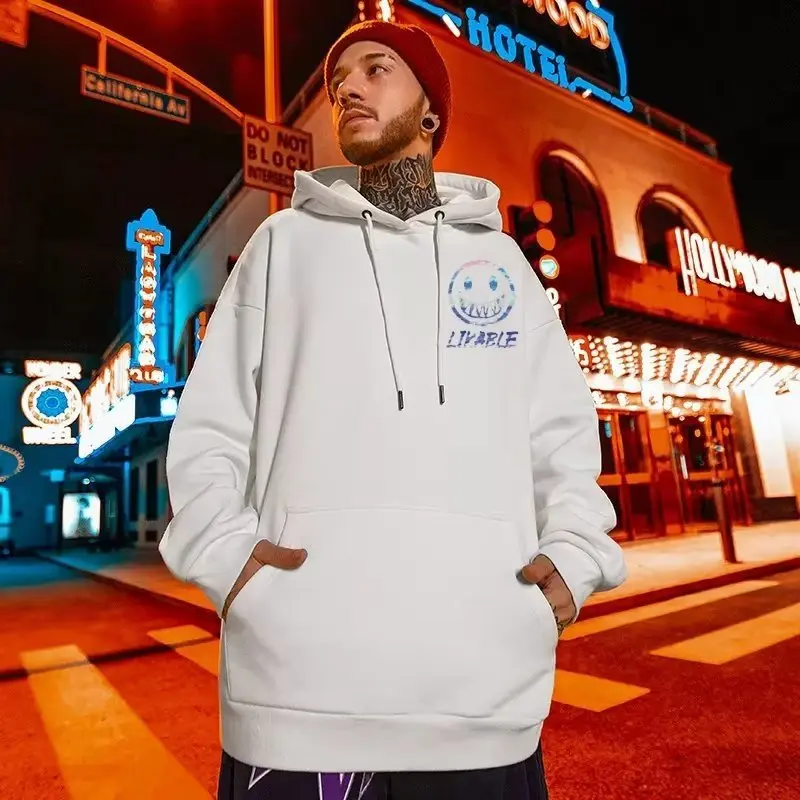 Hooded Sweater Men's Trendy Brand Large Size M-8XL Men's Autumn And Winter Style Plush And Thick Fat Hip-hop Pullover Jacket