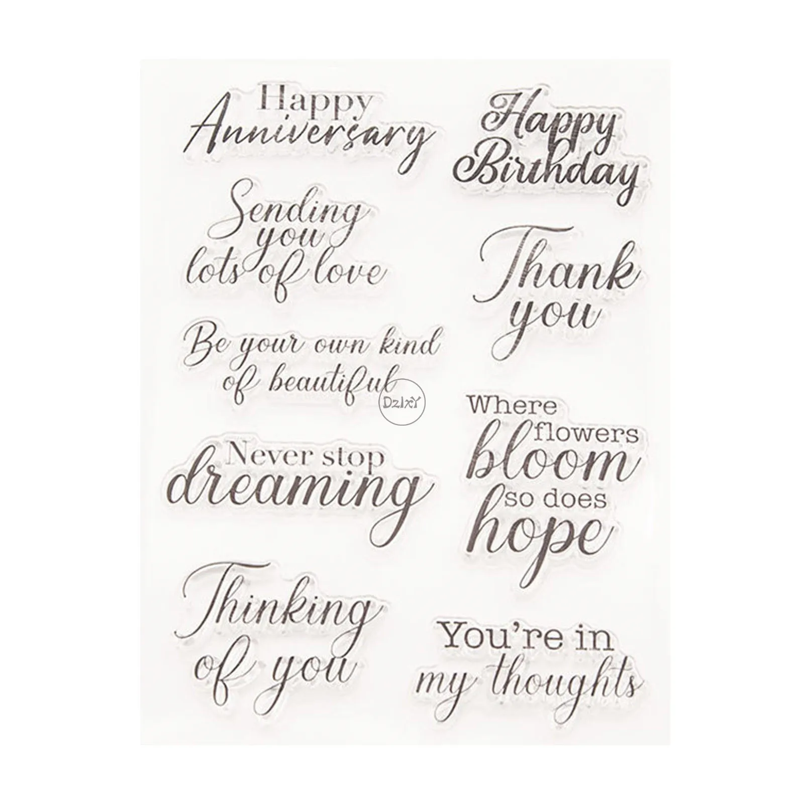 DzIxY Words Happy Birthday Clear Stamps for Card Making Scrapbook Crafts Supplies Silicone Seals Ink Pad Transparent Stencils clear stamps clear rubber stamps
