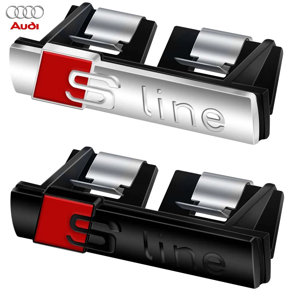 3D Metal Sline Badge Car Front Grille Emblem Body Trunk Decorazione Sticker Per Audi S Line A3 A4 B8 8P 8V B6 A5 A6 C7 Q5 B9 B7