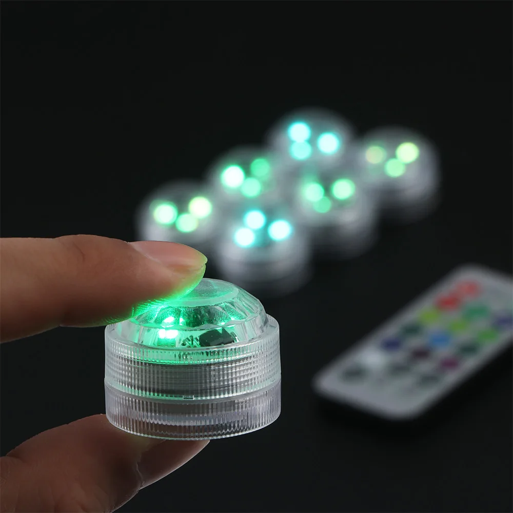 LED Light Remote Control Night Lights For Wedding Tea Light Hot Tub Pond Pool Bathtub Aquarium Party Vase Decor 6