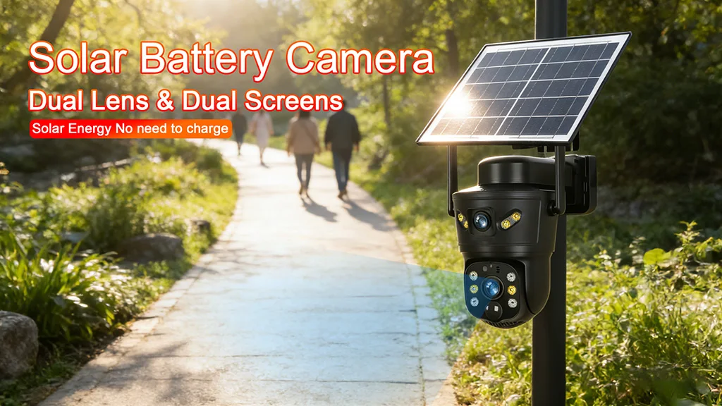 4G/WiFi Solar Camera 8MP Dual Lens Outdoor Wireless Surveillance Camera Night Vi