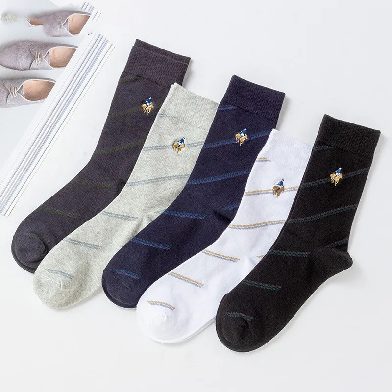 5 Pairs Super Quality Business Socks Antibacterial Combed Cotton Men Socks Sweat-absorbing Breathable Male Socks
