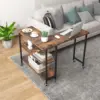 360 °   Free Rotating Sofa Side Table, Mobile L-Shaped Laptop Desk with Sturdy Metal Frame, 6 Universal Casters, Movable Couch Snac 1
