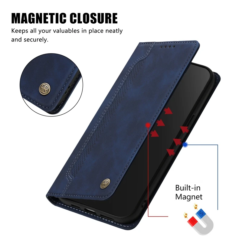 Luxury Magnetic Wallet Phone Case with Card Holder and Book Cover Design