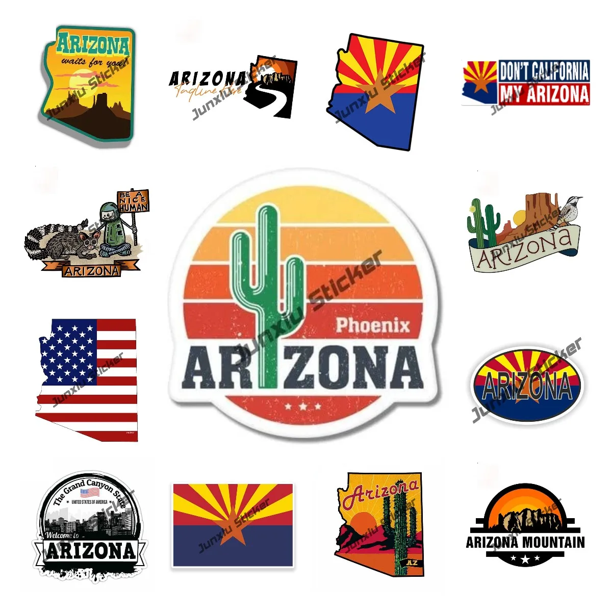

Arizona State Flag Oval Sticker Vinyl Decal Arizona State Nature Emblem Car Stickers JDM Graphics Bumper Trunk Truck Fine Decal