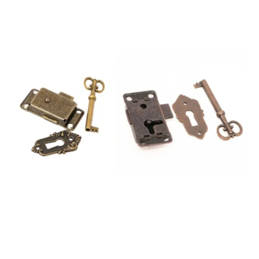 1Pc antique door lock wardrobe cabinet door lock set key drawer jewelry box locks furniture hardware household DIY decoration door lock