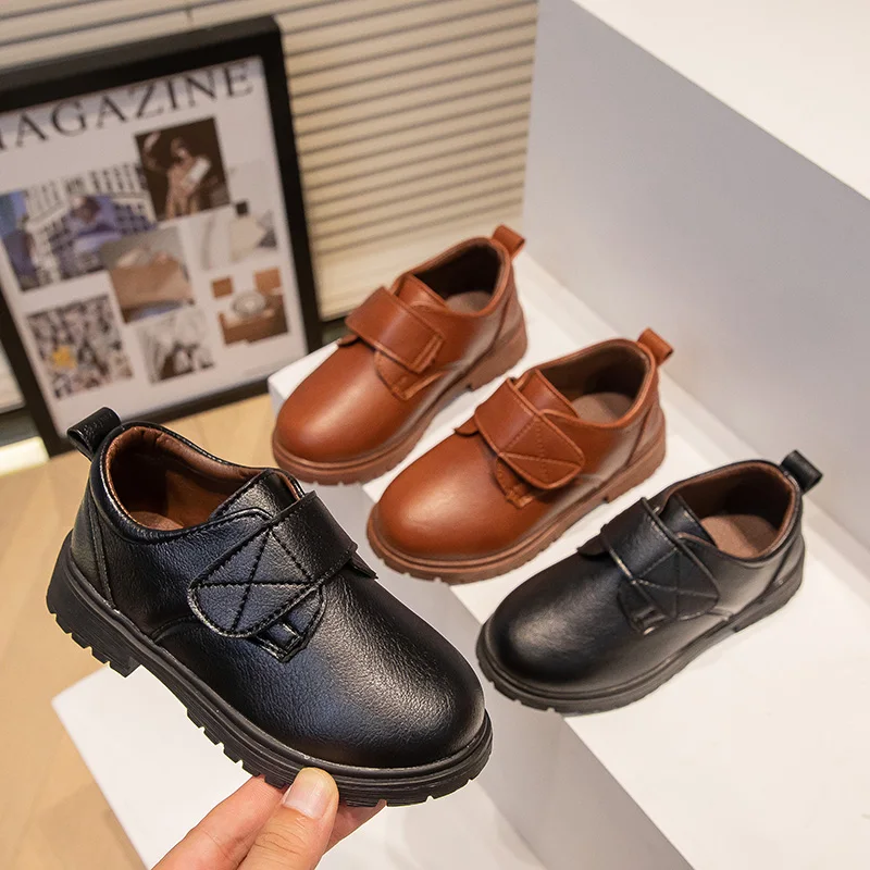 Versatile Soft Uniform School Shoes for Boys Hook & Loop Kids Fashion Spring Children Leather Shoes kids shoes leather shoes
