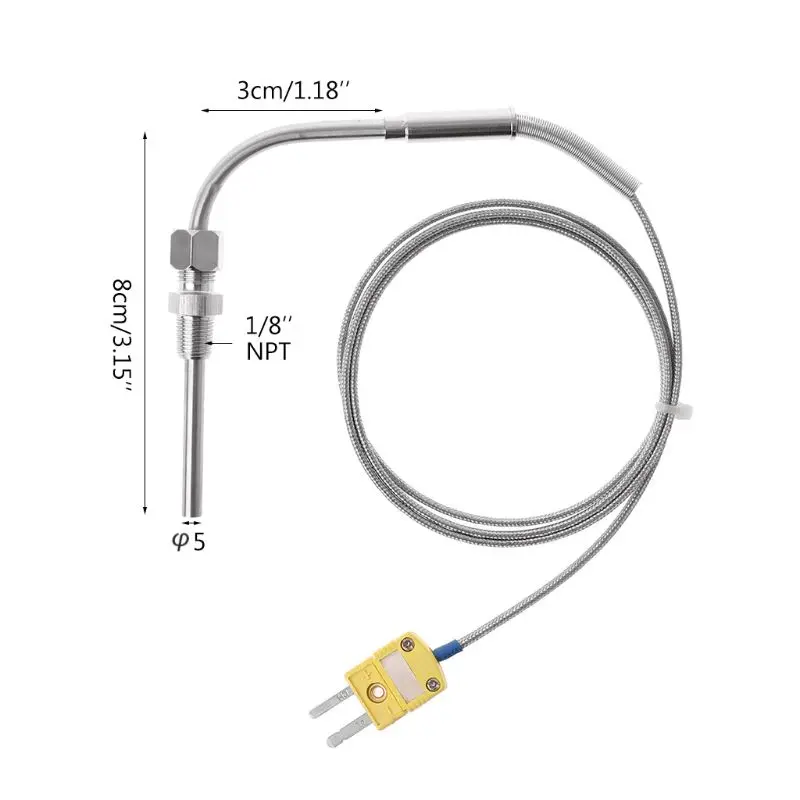 

Датчики температуры датчика типа K 1/8 дюйма NPT 0–1250 ℃ для датчиков температуры выхлопных газов с открытым наконечником,