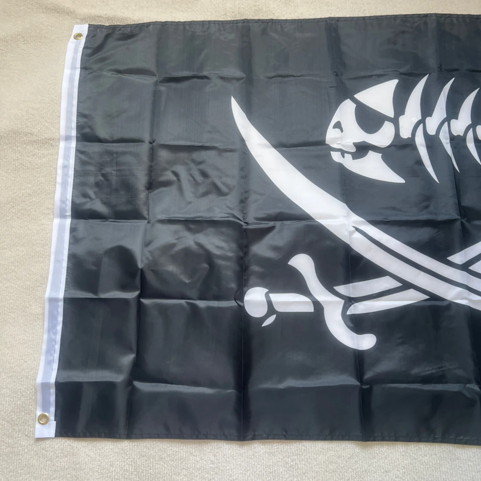 Piratenschiff-Flagge – 90x150 Cm, Aus Polyester, Mit Messingösen, Schwarzes Design