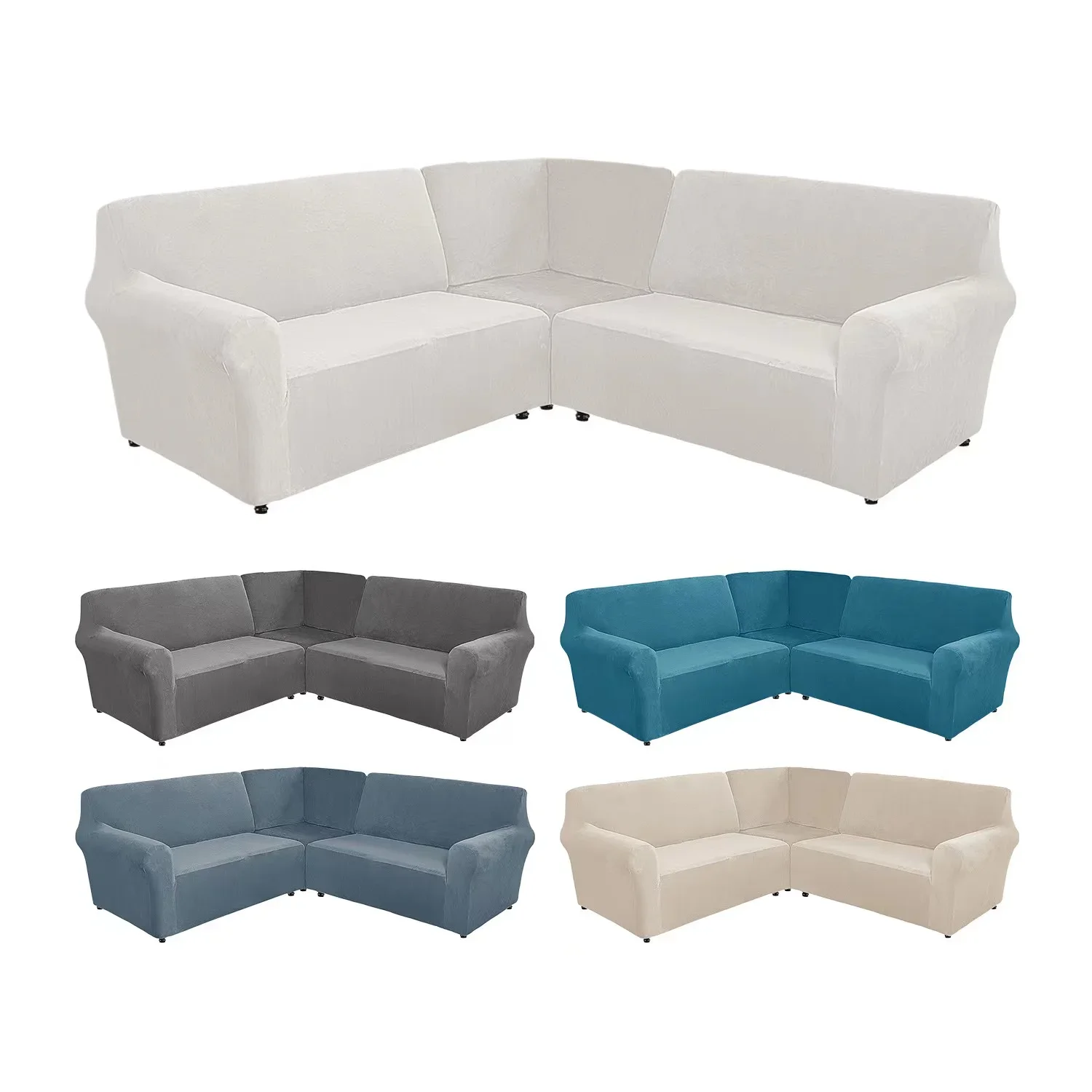 

Hot Luxury Velvet Soft Stretchy U Shaped Sofa Slipcover Couch L Shape 7 Seater Sofa Cover Set With Corner Seat Sofa Cov