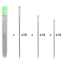 Aiguilles à coudre à grands yeux, 30 pièces, aiguilles à coudre en cuir faites à la main, fil d'acier, aiguilles à tricoter, ensemble d'outils de couture 4