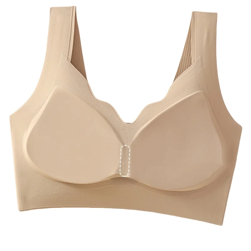 Push-Up Bras For Women Seamless Brassiere Non-wire V-Neck Underwear Removable Pads Solid Color Wide Straps Sexy Lingerie M-XXL 6