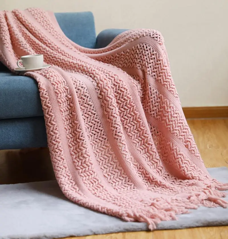Einfache Strickdecke Abdeckung Reine Casual Decke Bett Ende Multifunktions Dekorative Decke Sofa Decken Abdeckung Decken – Detail 4