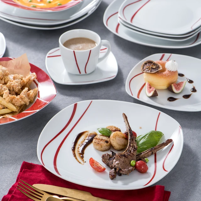 MALACASA-Juego de cena de porcelana blanca JULIA, platos de cena, sopa,  postre, vajilla para 12 personas, 36 piezas - AliExpress