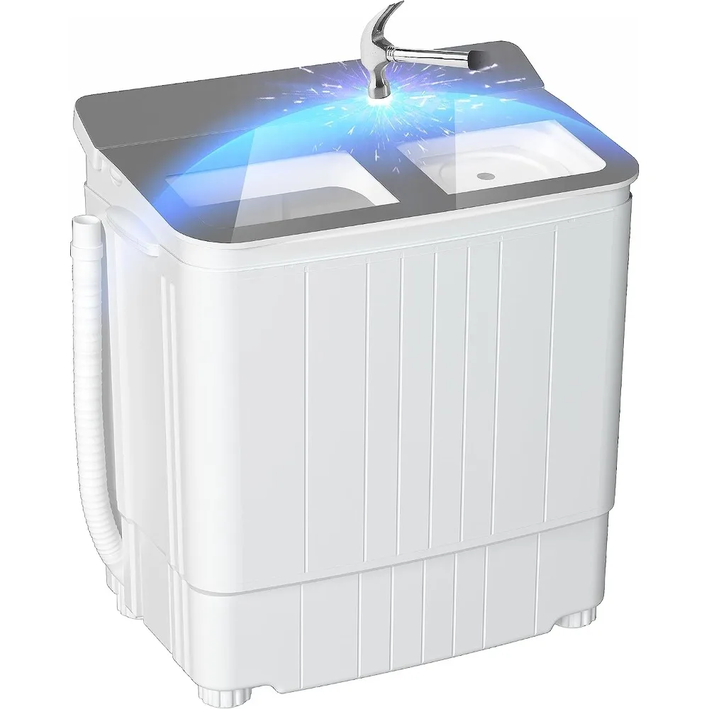 Portable washingmachine and dryer, 14.5 pound mini washing machine combined with rotary dryer, compact twin drum washing machine 2