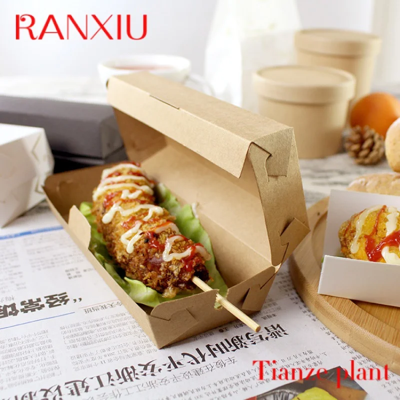 Custom Professional Supplier Disposable Black Donut Waffle Sandwich Cardboard Tray Packaging Hot Dog Boxes