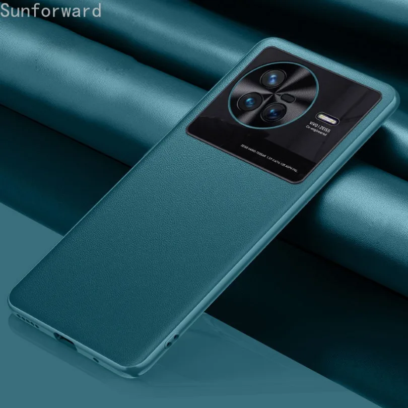 Ultra-Thin Genuine Leather Phone Case with Lens Cover and Anti-Fall Protection
