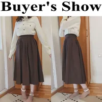 Lucyever Vintage Brown High Waist Pleated Skirt Women Korean Fashion College Style Long Skirt Ladies Autumn Casual A line Skirts - Image 6