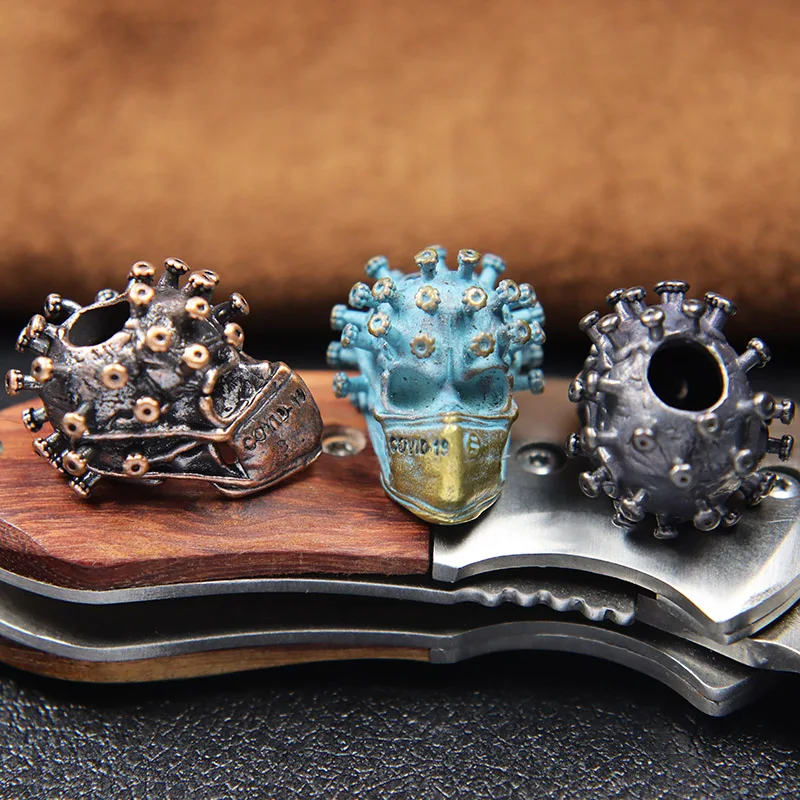 Outdoors EDC DIY Tools Brass Surgical Mask Skull Knife Beads Paracord Lanyard Pendants Keyrings Accessories Punk Vintage Jewelry