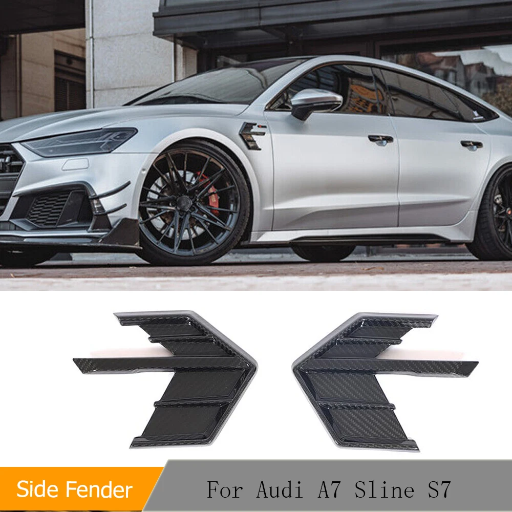 

Real Carbon Side Fender Air Vent Cover Fins Trim for Audi A7 Sline S7 2019-2021 Side Fender Air Vent Cover Fins