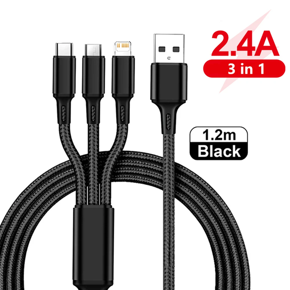 Лидер продаж зарядный кабель 3 в 1 с Micro USB типа C мульти Usb-порт шнур несколькими