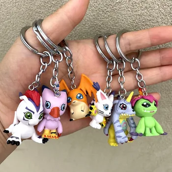 Anime Digimon Adventure Series Agumon and Its Little Partner Piyomon Jewelry Guajian Hanging Drop KeyChain Gifts for Kids 2