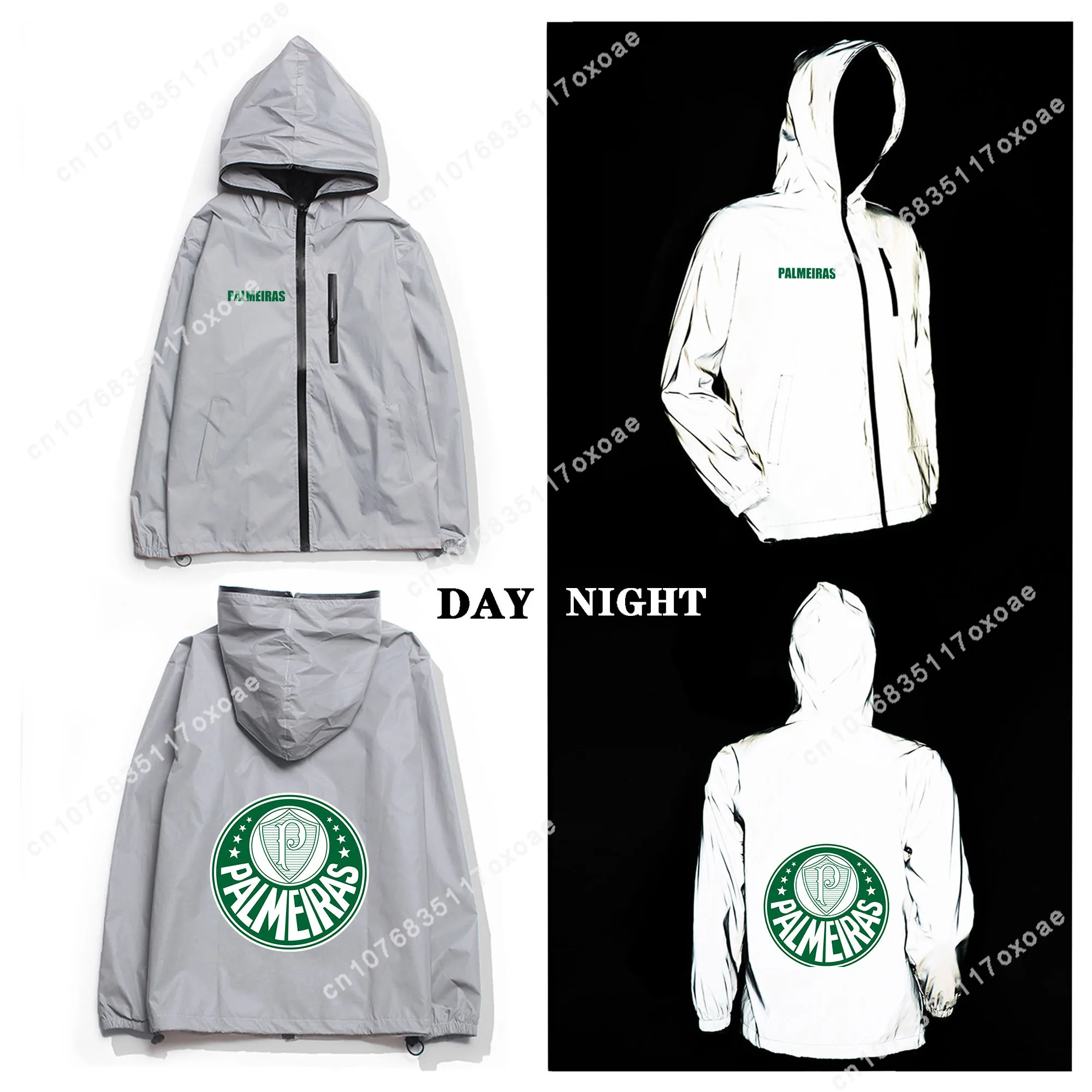 Palmeiras brazil football Reflective Jacket Mens Womens Coat Hooded Windbreaker Run Jackets Cycling Hiking Zipper Custom Hoodie