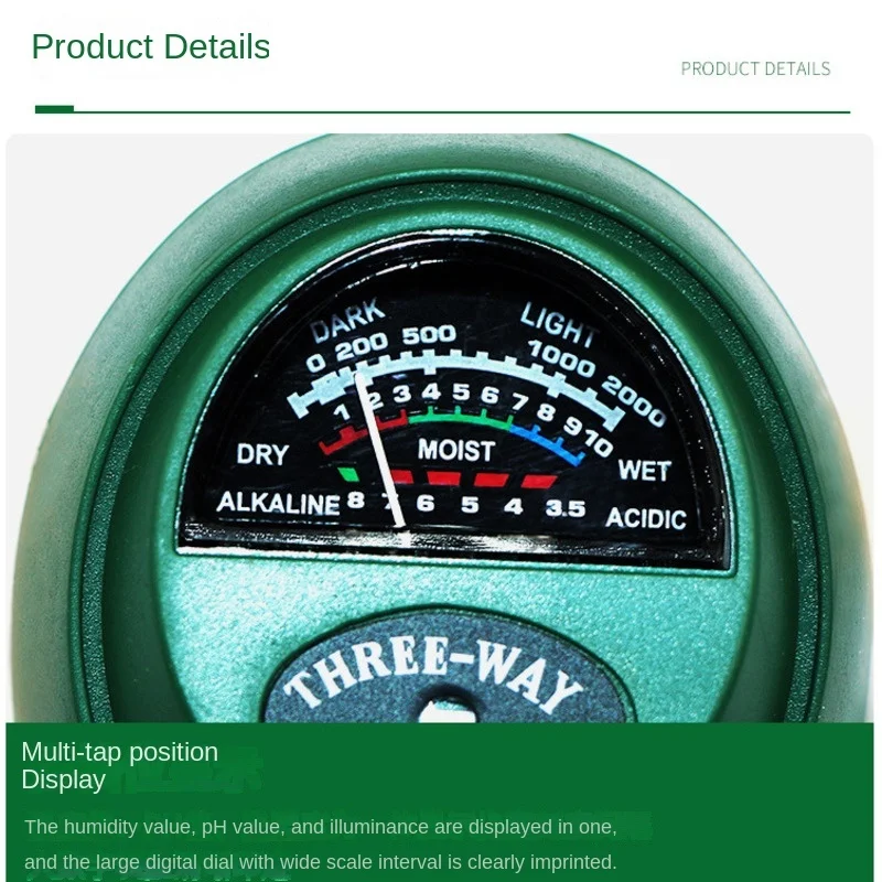 3 In 1 Soil PH Sunlight PH Meter Tester Garden Soil Moisture Sensor Flowers Meter Plants Acidity Humidity Monitor Detector