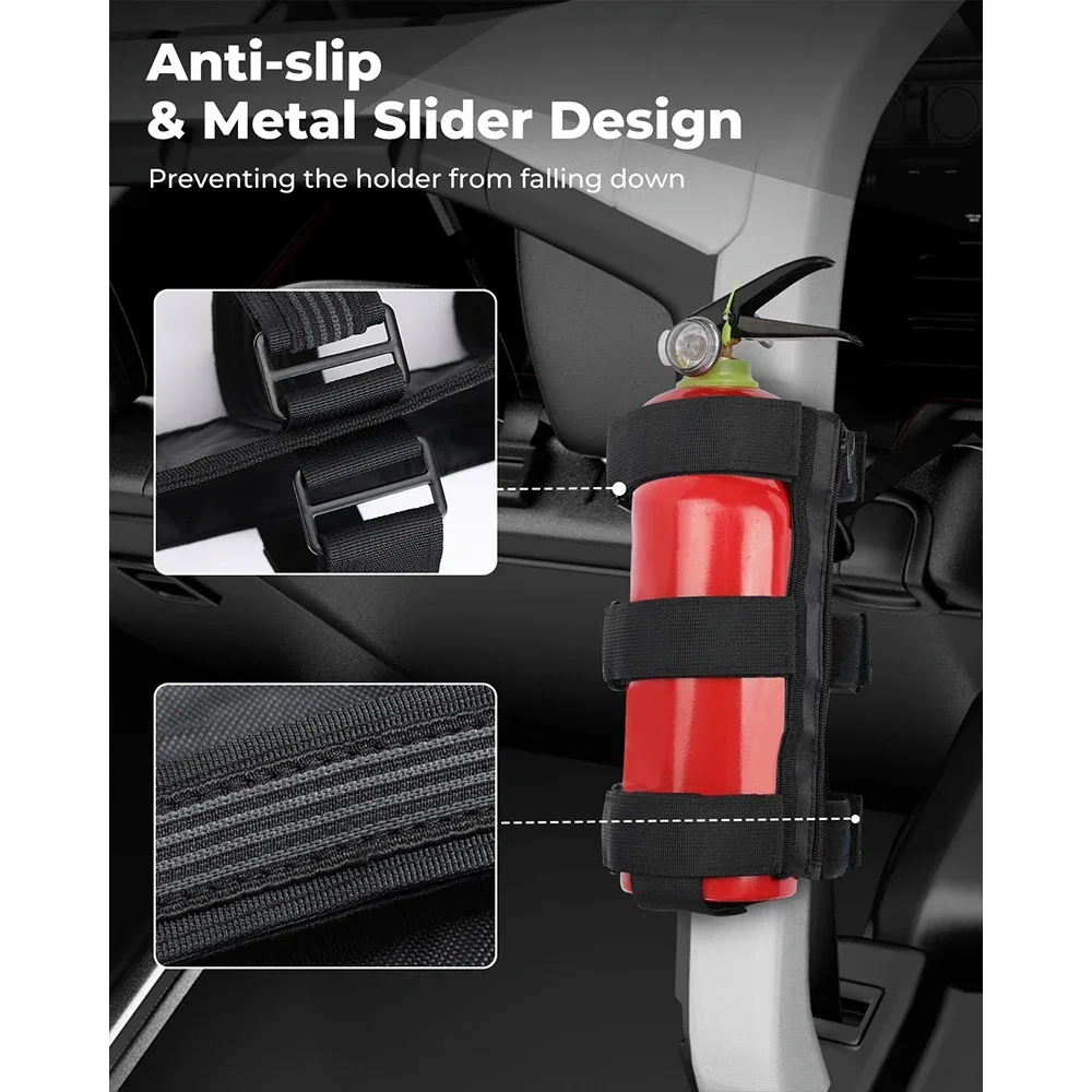 Adjustable Fire Extinguisher Holder compatible with Wrangler JK JL JLU YJ & Gladiator JT & Bronco with Roll Bar Bracket Holder