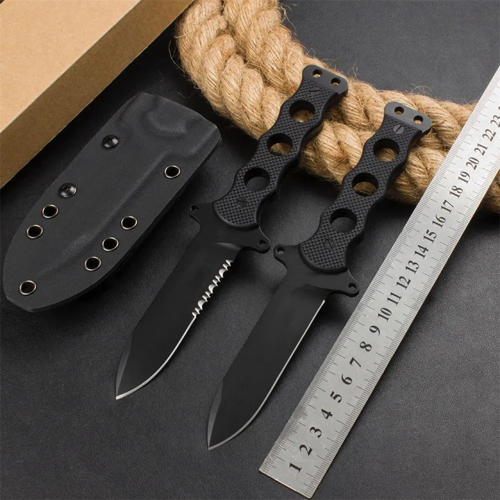 

EDC Tactical Military Knife 3.54" DC53 Steel Half Tooth/Full Edge Fixed Blade G10 Handle with Kydex Sheath Dagger Hunting Tools