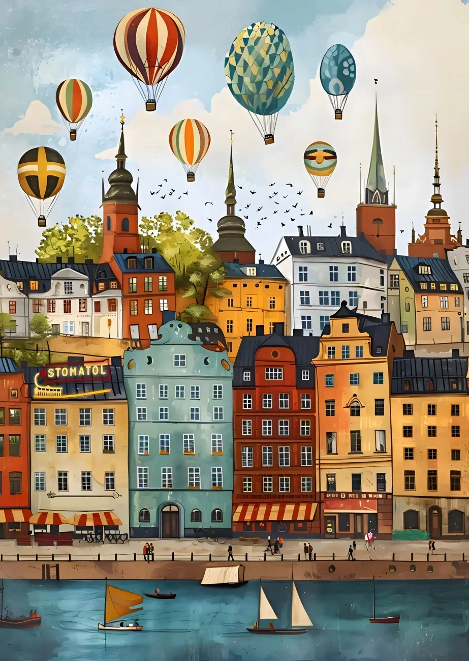 Nordic Watercolor Landscape Canvas Wall Art