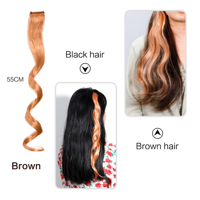 New Long Wavy Wig For Color Wigs Long Hair Highlighting Gradient Invisible Seamless Natural One-piece Hair Hanging Ears