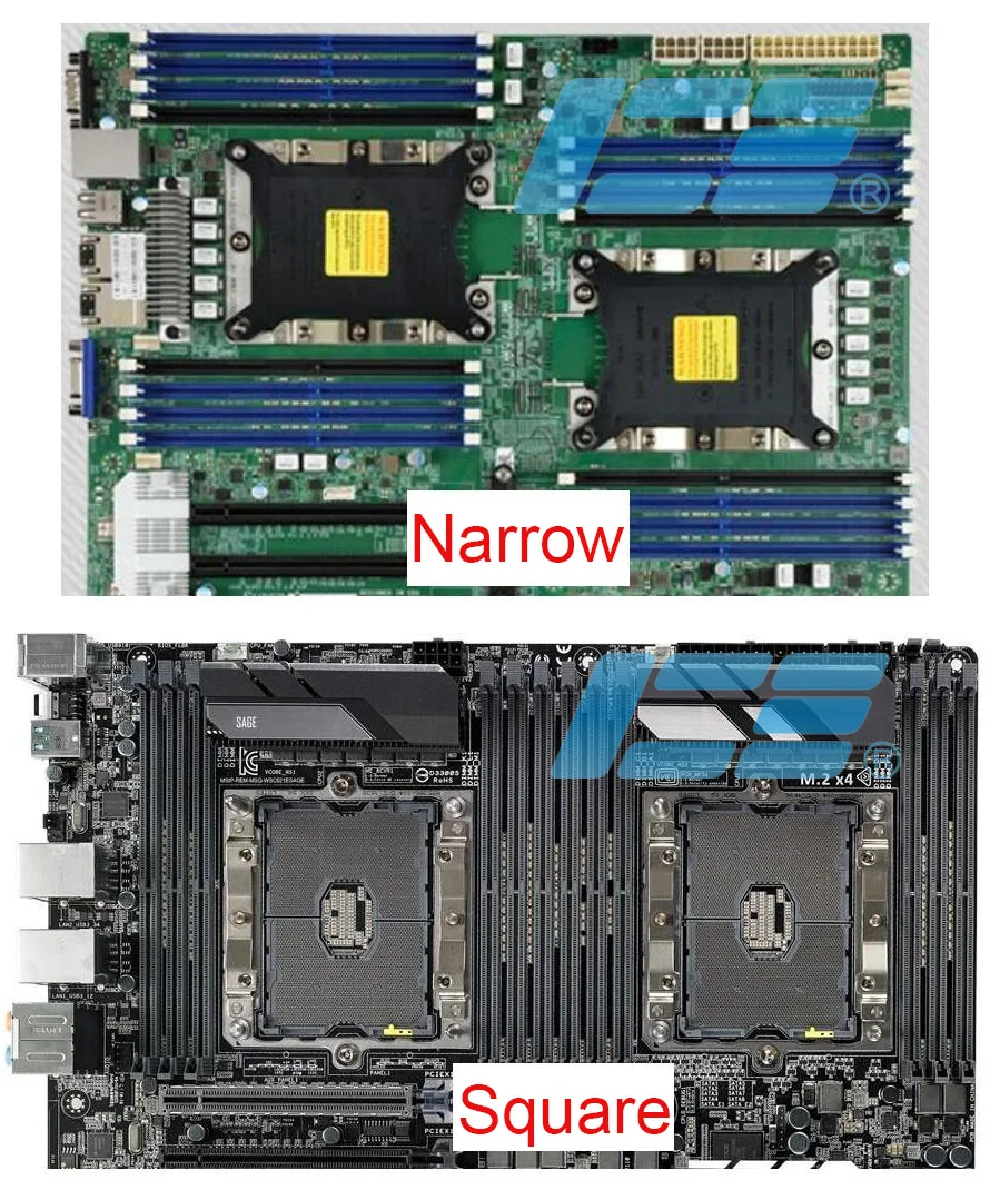 Intel lga3647 cpu用の銅製水ブロック,ナロースクエアタイプ,lga