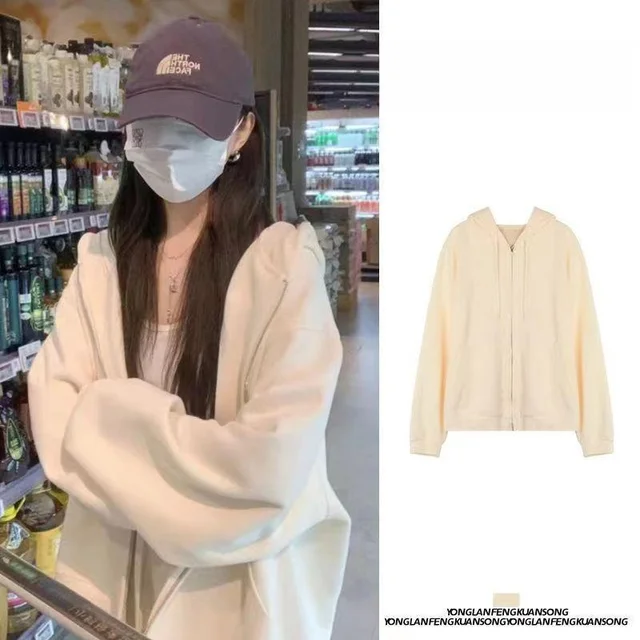 Deep Grey Fleece Lined Hoodie Zipper Jacket Women's Comfortable Casual Style Long Sleeve Princess Sleeve Polyester Fabric 2