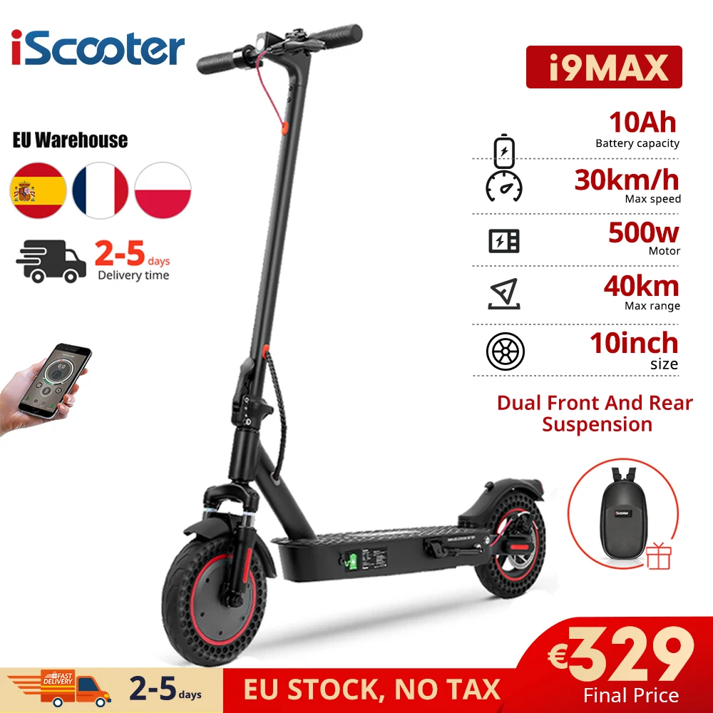 Comprar Scooter eléctrico iScooter IX4 800W 15Ah Potente 10 pulgadas  Neumático todoterreno Rango 40-45km Velocidad 45km/h