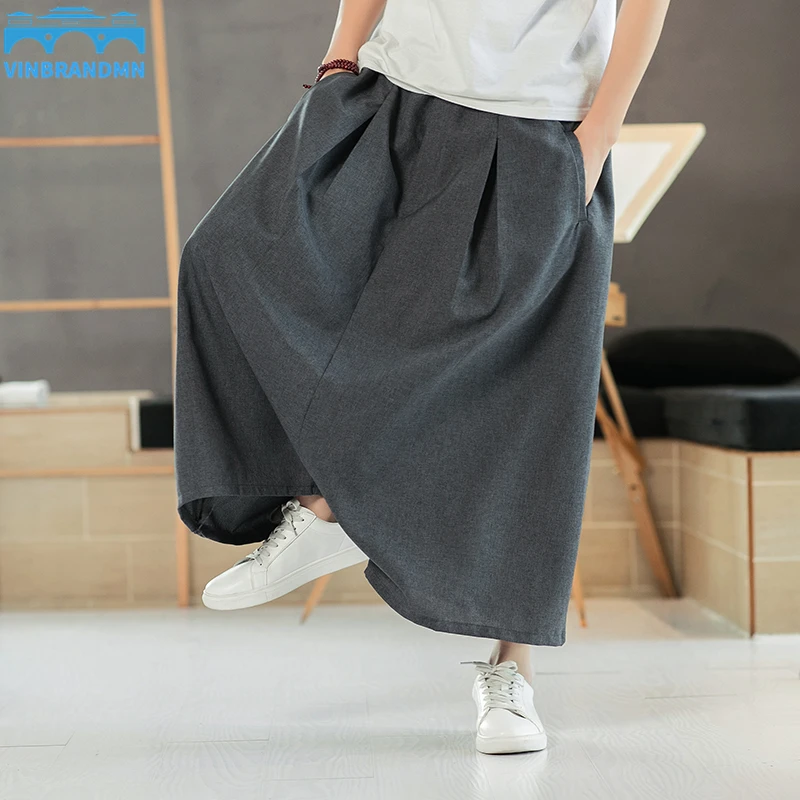 

2022 Men's Harem Pants Low-grade Large Cross-pants Cotton and Linen Loose Large Retro Trousers Japan Harajuku Style Trousers