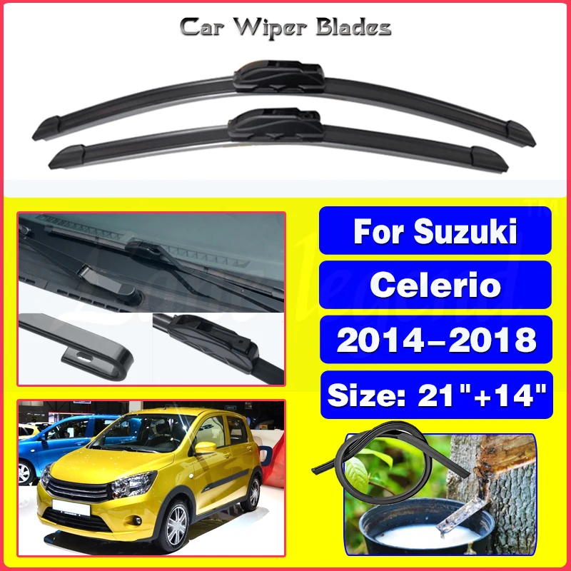 

For Suzuki Celerio 2014 - 2018 Car Wiper Blade Blades Windshield Windscreen Clean Rubber Silicon Cars Wipers Accessories 21"+14"