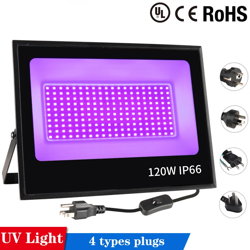 

LED Black Night Light for Party Bar DJ Floodlight UV Light Outdoor Waterproof IP66 Curing Fluorescent Mural Light 30W 60W 120W