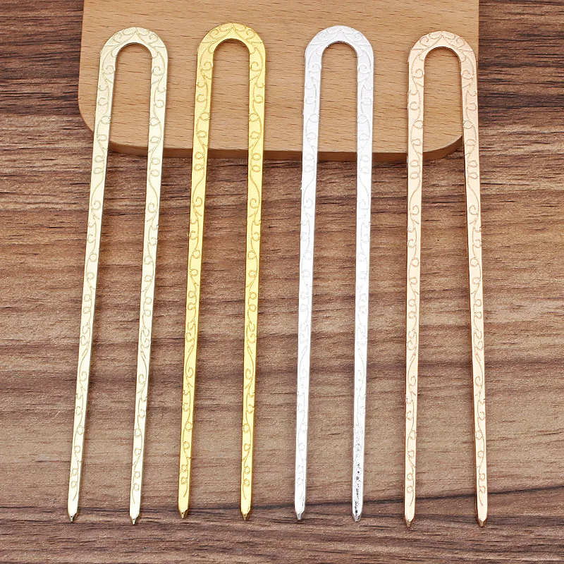 

20 PCS 125x18mm Gold/ Silver Plated Hair Fork Metal Alloy U Shape Hair Pins Settings For Diy Jewelry Making Accessories
