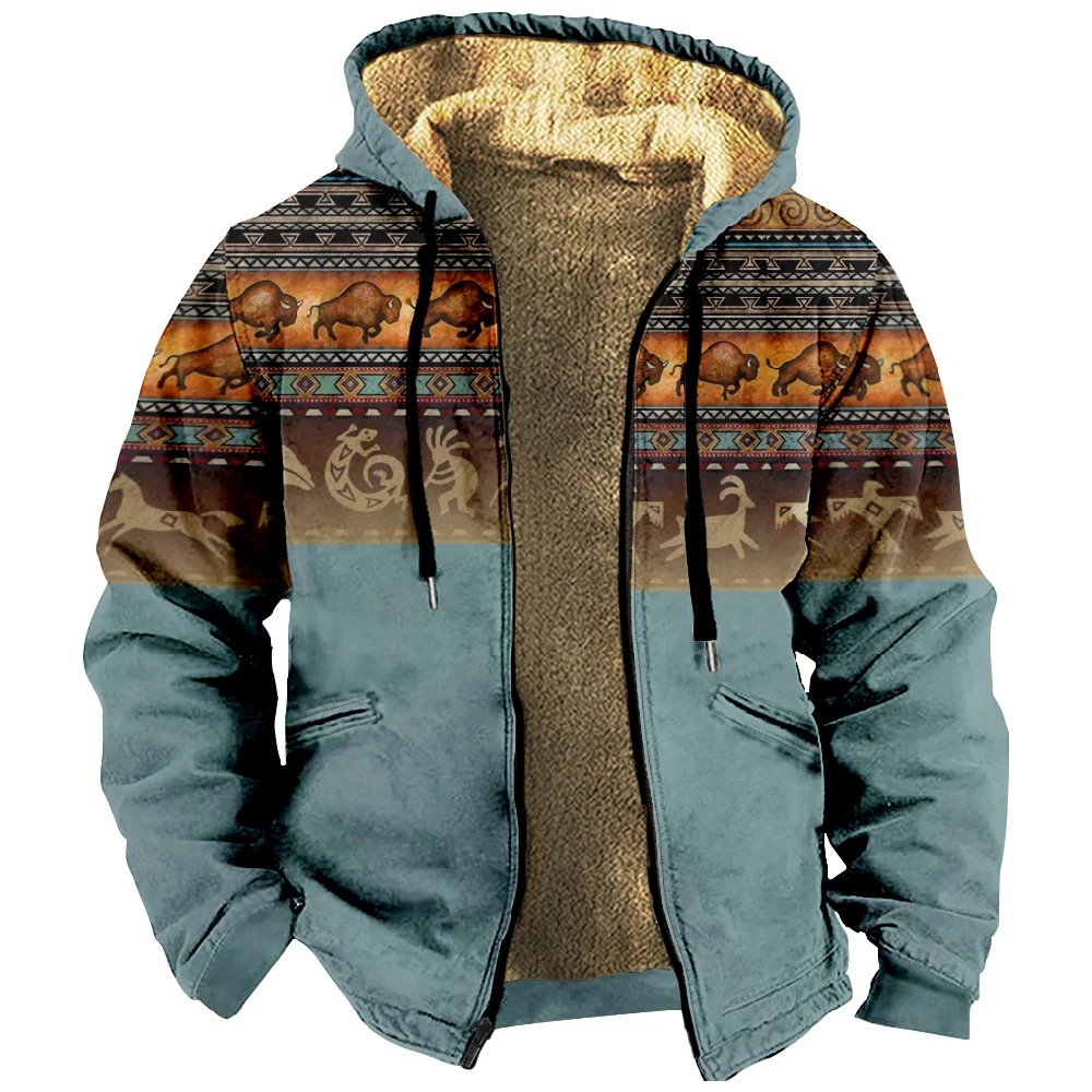 Graphic Tribal Daily Classic Casual Hoodie Men's Women's 3D Print Zip Sweatshirt Stand Collar Coat Winter Clothes sweatshirt jacket