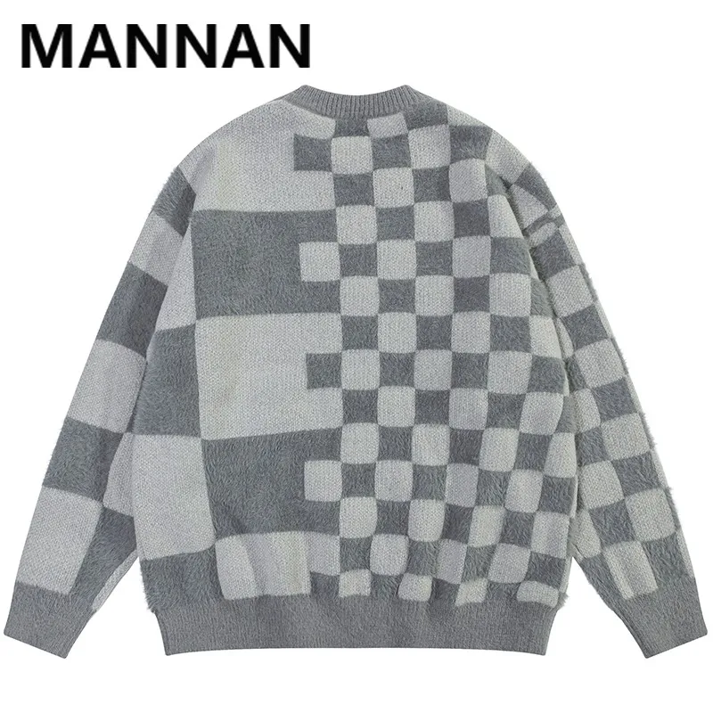 Wool Sweater Hip Hop  Streetwear Sweater Autumn Sweaters Pullover CottonSweater Vintage Knitted 2023 Hipster Men Casual