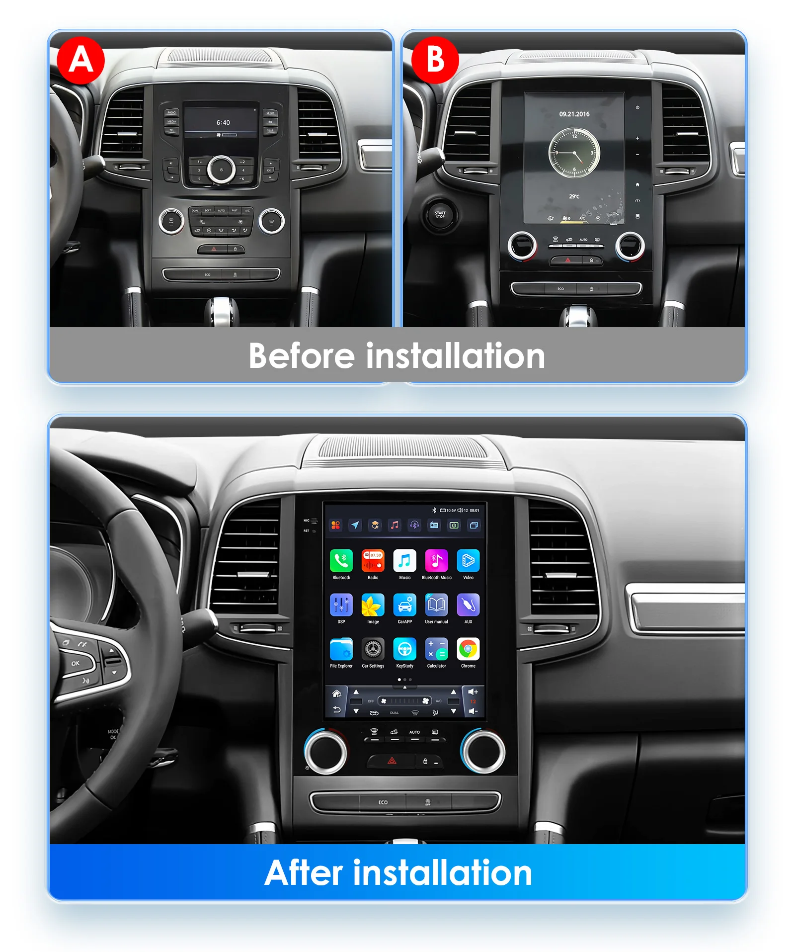 Hizpo 360 Kamera 9,7'' Android13 Auto Radio Für Renault Koleos Megane 4 Samsung SM6 Talisman 2017-2019 Auto multimedia 4G Carplay – Detail 4