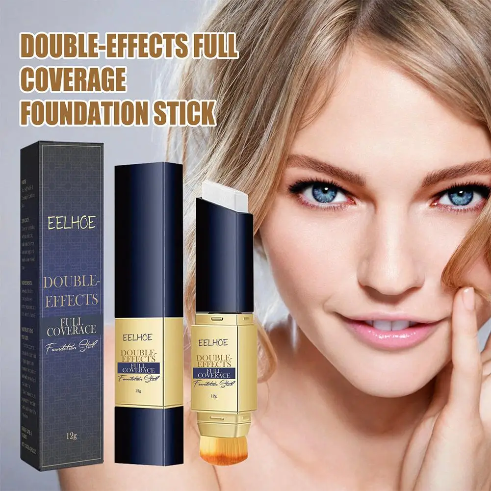 

Double Head Foundation Stick Contour Concealer Pen Primer Brighten Spots Makeup Waterproof Lasting Natural Cosmetics Covers H3W9