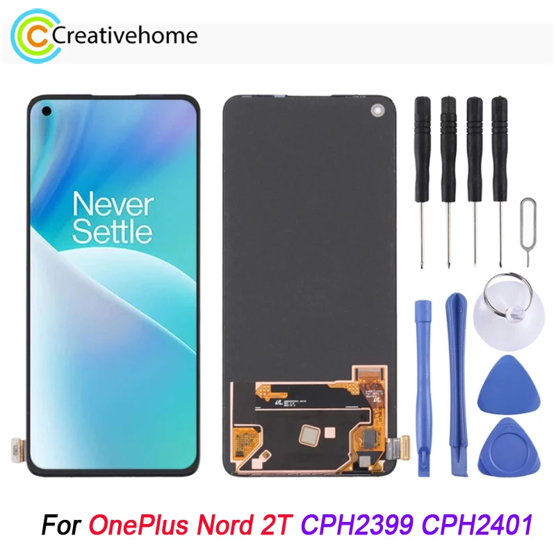 

High Quality AMOLED Material LCD Screen For OnePlus Nord 2T CPH2399 CPH2401 Touch Screen with Digitizer Full Assembly