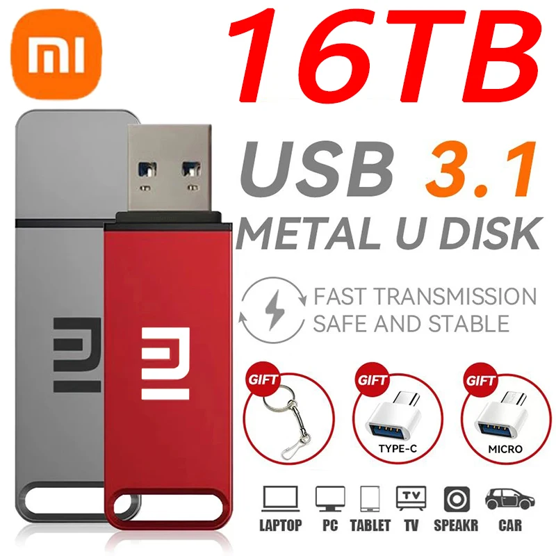 Xiaomi Usb Muslimate 16Tb/2Tb Otg Metal Usb 3.0 Pen Drive Key 1Tb-16Tb Tipo C Pendrive Ad Alta Velocità Mini Flash Drive Memory Stick