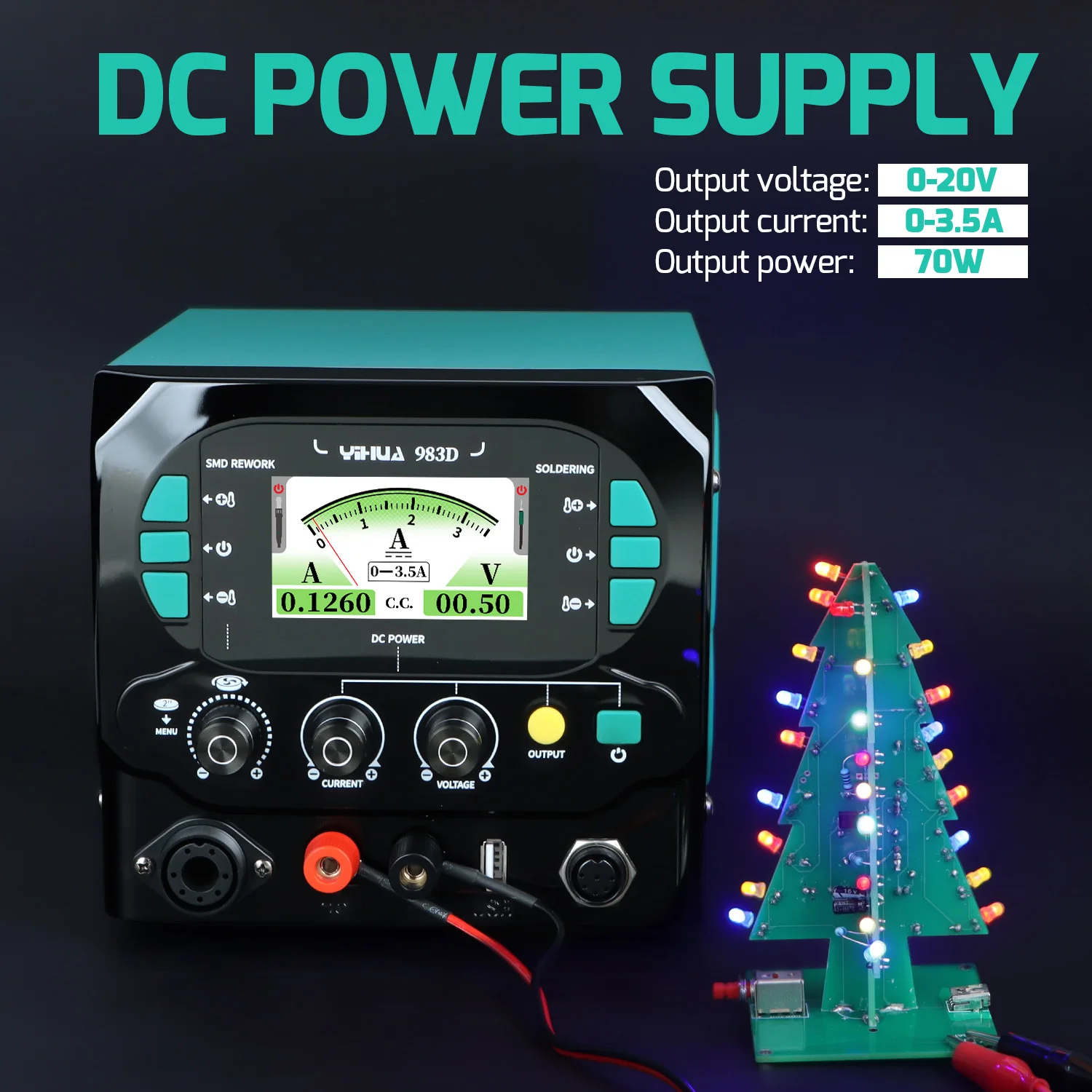 1300W 디 솔더링 스테이션 3-IN-1 히트 건 210 245 납땜 인두 DC 전원 공급 장치 용접 수리 장비 YIHUA 983D