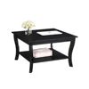 Heritage Square Coffee Table in Black Finish，Two Spacious Tiers of Shelving 1
