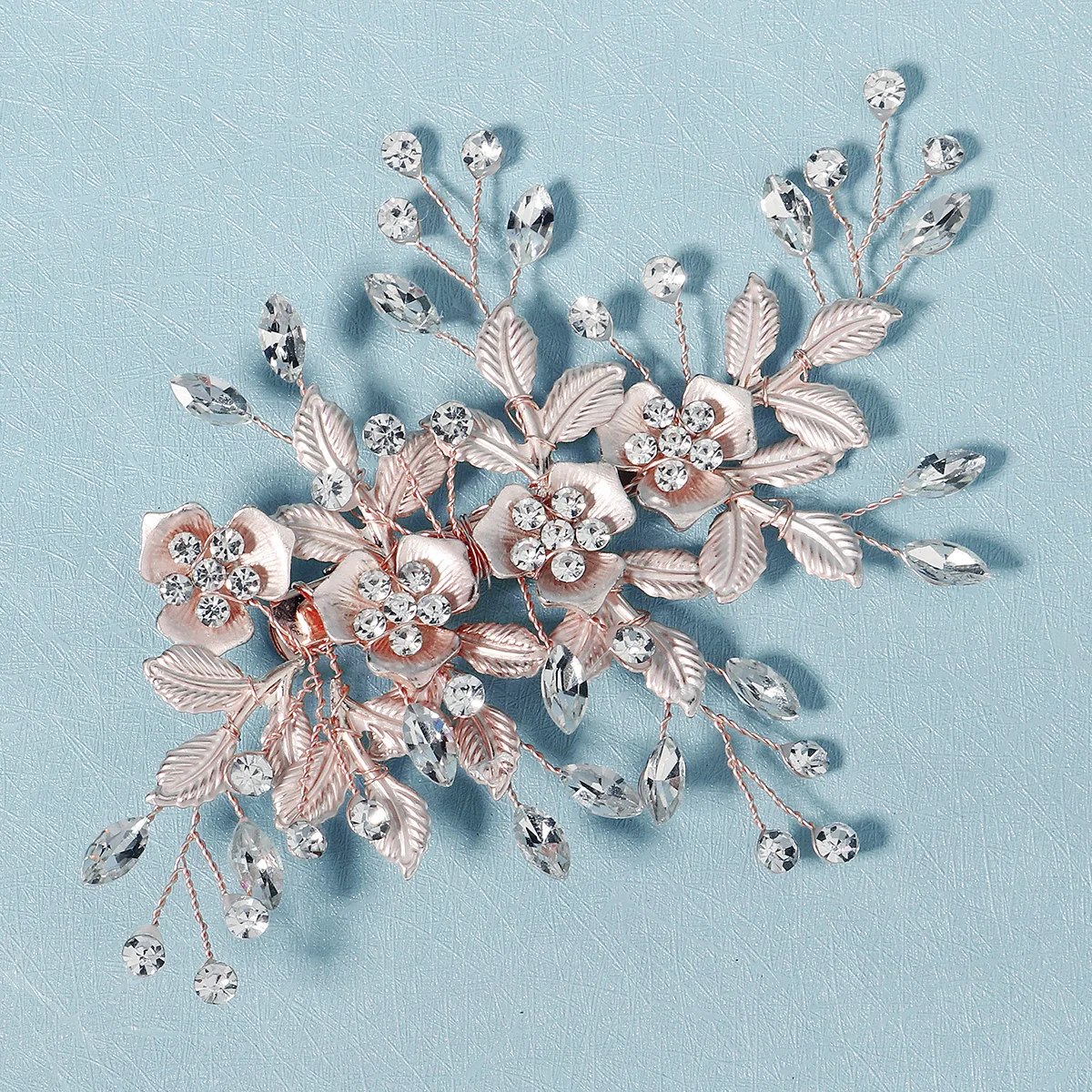 Handgemachte Legierung Blume Perle Haars pange Mode Haarschmuck Kopfschmuck Luxus Strass Haars pangen Brautjungfer Geschenke – Detail 4