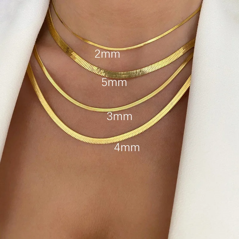 Snake Chain Choker Necklace in Gold & Silver